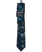 Remus Uomo Tie & Pocket Square Set Dark Green/Navy Floral Northern