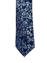 Remus Uomo Tie & Pocket Square Set Navy/Silver Floral Northern