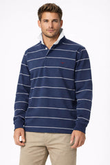 RM Williams Albany Stripe Rugby Top Vintage Blue Northern Ireland