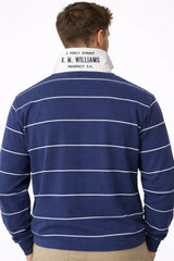 RM Williams Albany Stripe Rugby Top Vintage Blue Northern Ireland