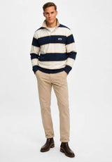 RM Williams Balmain Stripe Rugby Top Ecru/Navy Northern Ireland