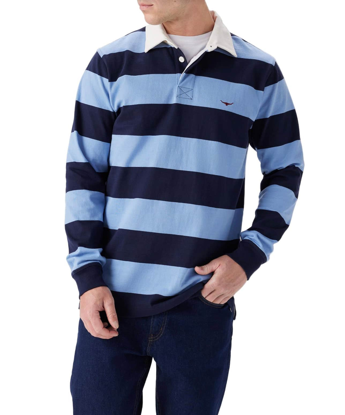 RM Williams Cradle Rugby Top Navy Blue