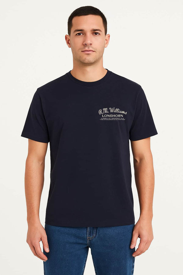 RM Williams Longhorn T-Shirt Navy Northern Ireland Belfast