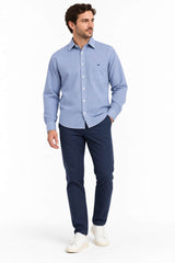 RM Williams Mens Auburn Poplin Check Shirt Navy/White Northern