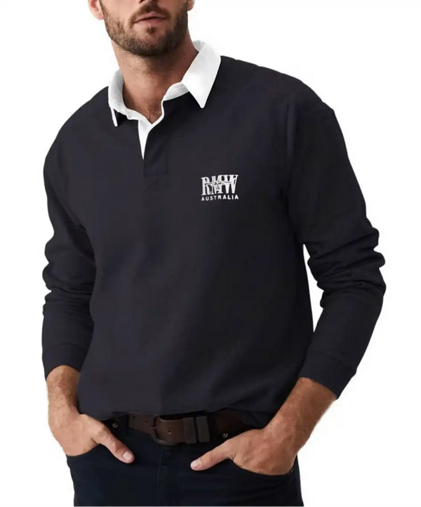 RM Williams Mens Classic RMW Rugby Shirt Navy Northern Ireland Belfast
