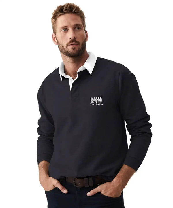 RM Williams Mens Classic RMW Rugby Shirt Navy Northern Ireland Belfast