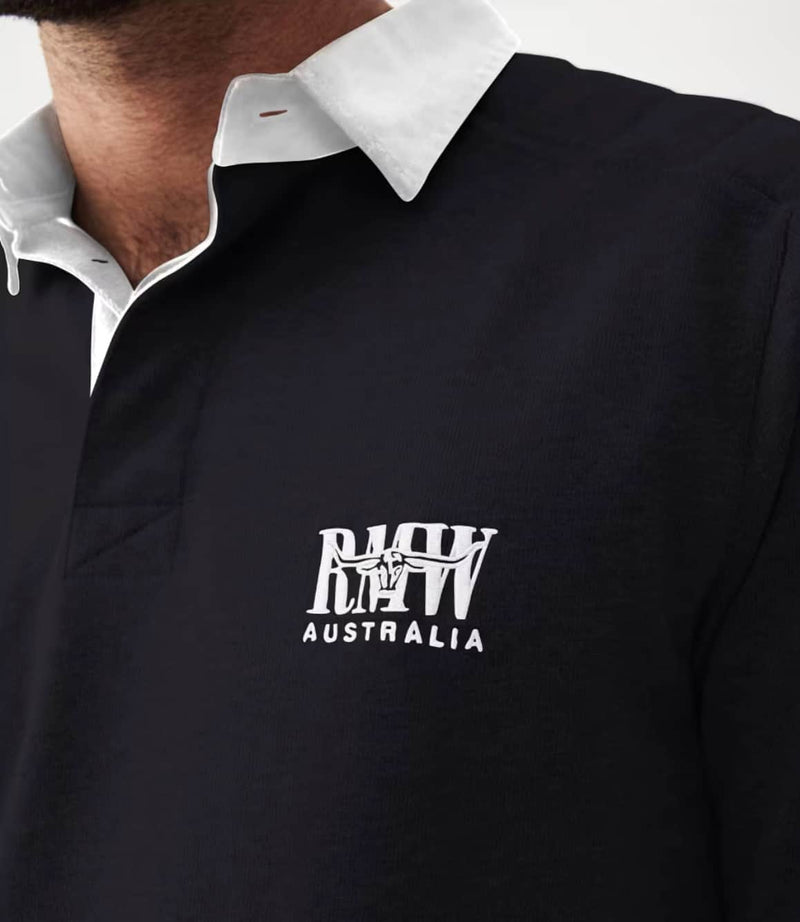 RM Williams Mens Classic RMW Rugby Shirt Navy Northern Ireland Belfast