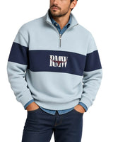 RM Williams Mens Heritage Panel Quarter Zip Sweatshirt Sky Blue