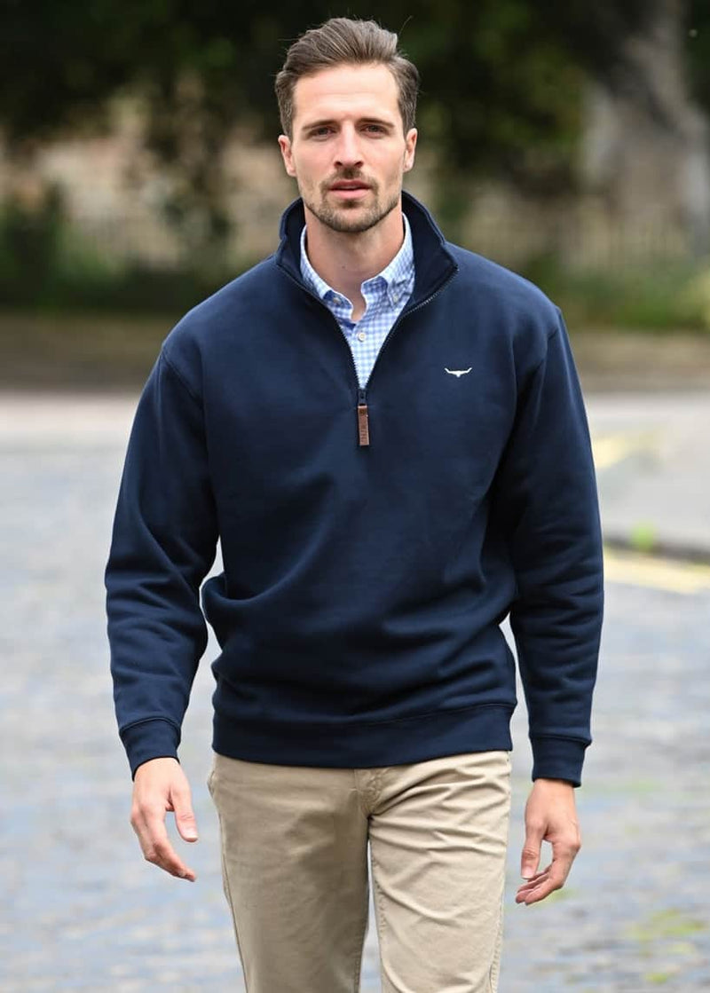 RM Williams Mens Mulyungarie Half Zip Sweatshirt Navy Northern