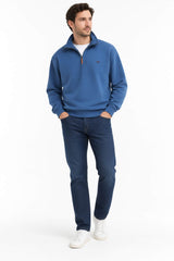 RM Williams Mulyungarie Half Zip Sweatshirt Mid Blue Northern Ireland