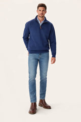 RM Williams Mulyungarie Half Zip Sweatshirt Vintage Blue Northern