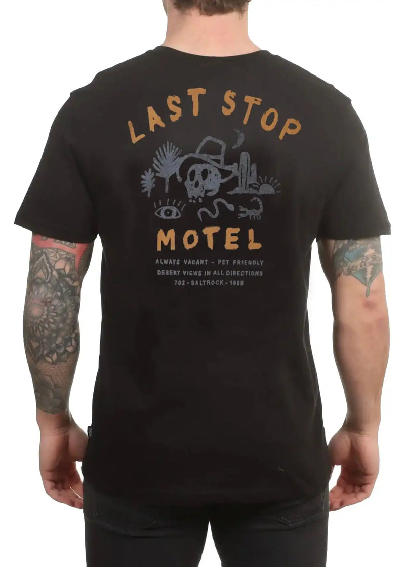 Saltrock Mens Last Stop Motel T - Shirt Dark Grey Northern Ireland