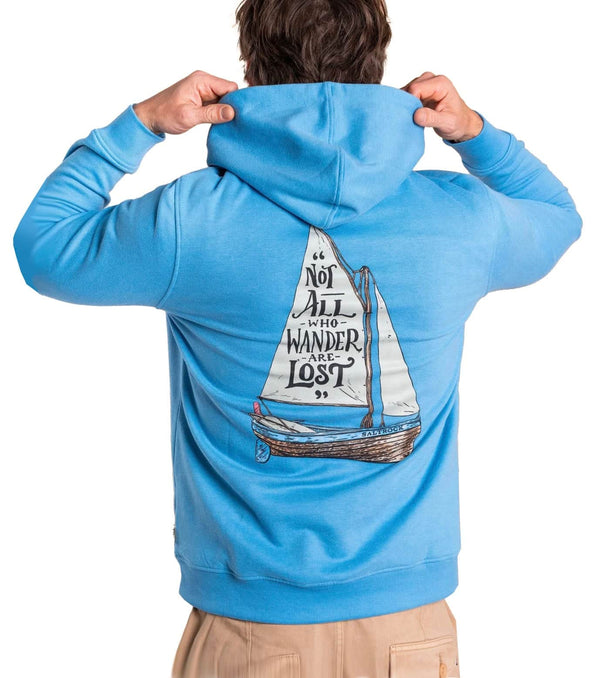 Saltrock Mens Lost Ships Pop Hoodie Light Blue Northern Ireland