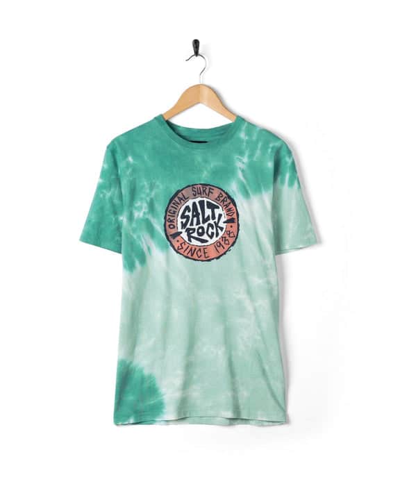 Saltrock Mens Original SR T-Shirt Tie Dye Green/ Dark Pink Northern