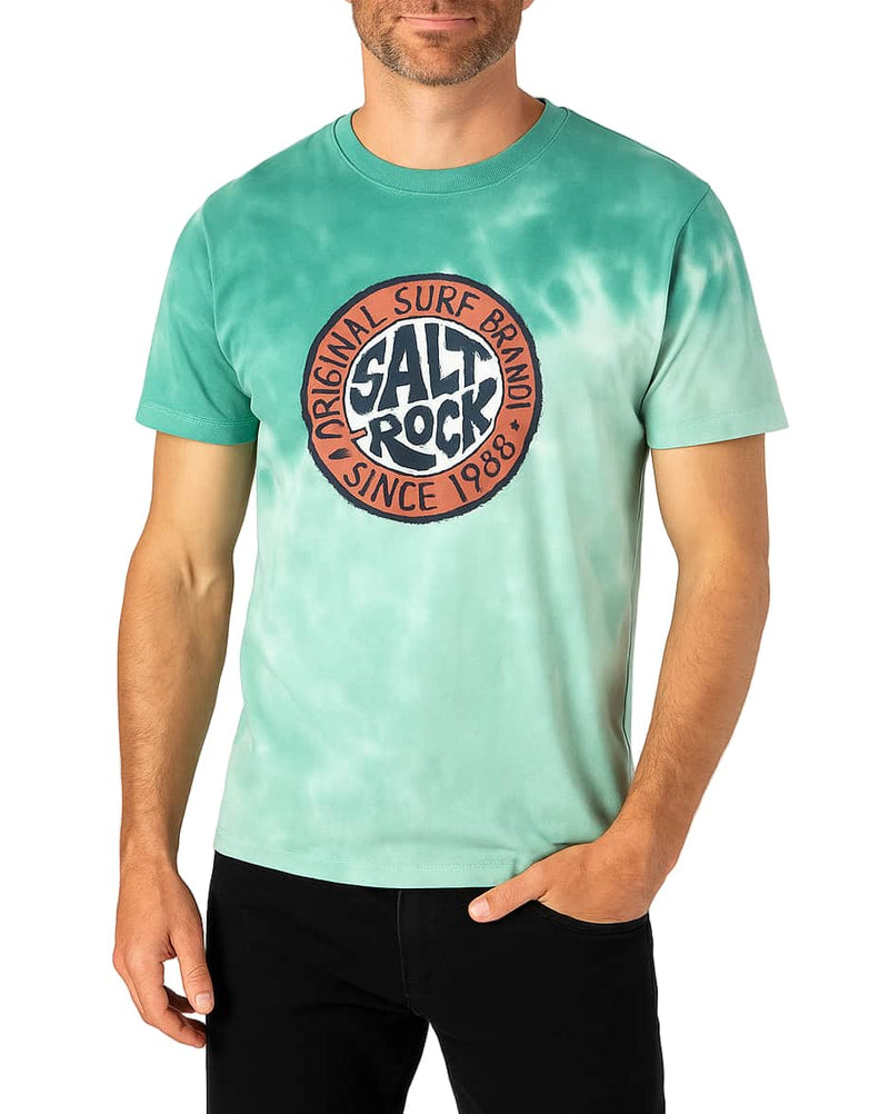 Saltrock Mens Original SR T-Shirt Tie Dye Green/ Dark Pink Northern