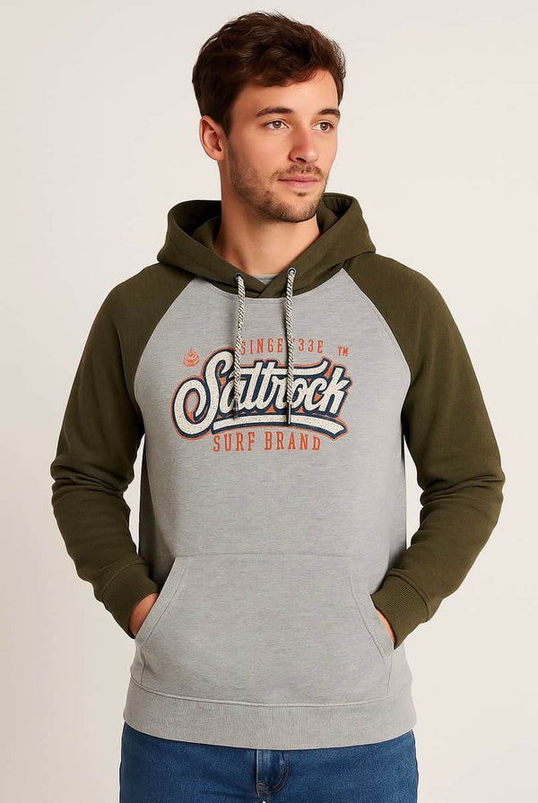 Saltrock Mens Pitcher Pop Hoodie Dark Green/Grey Northern Ireland
