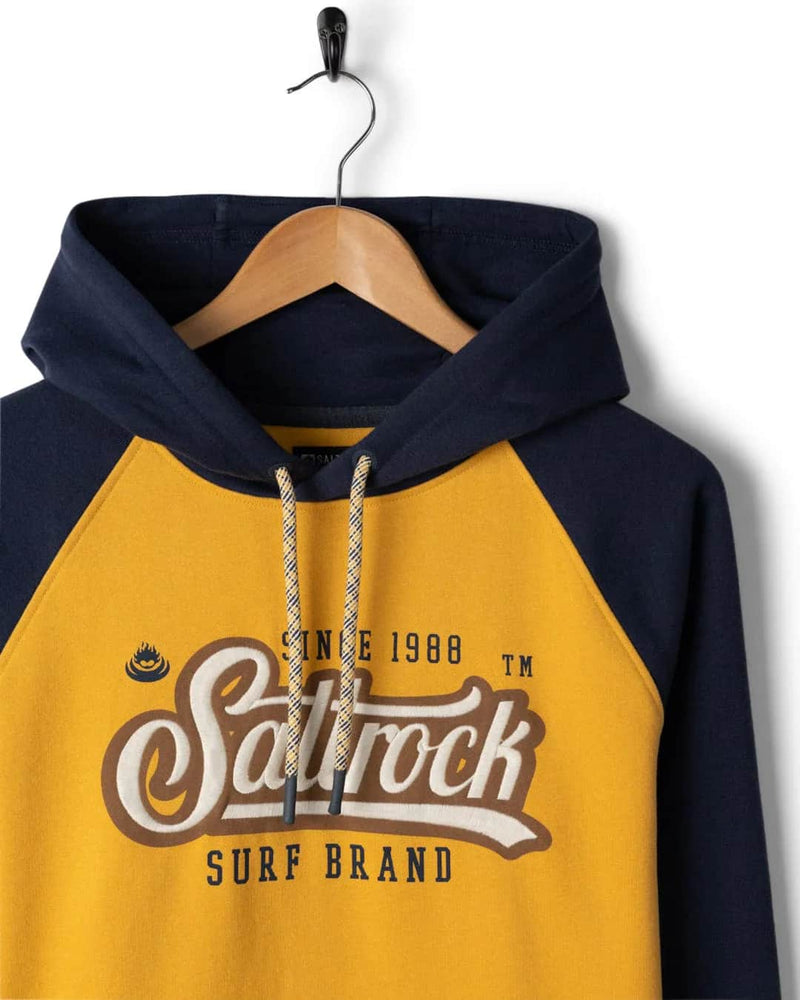Saltrock Mens Pitcher Raglan Pop Hoodie Yellow/Blue Northern Ireland