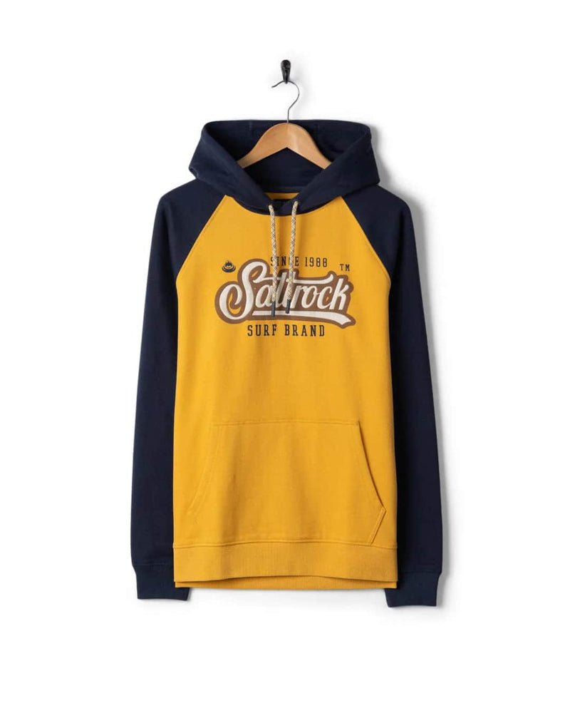 Saltrock Mens Pitcher Raglan Pop Hoodie Yellow/Blue Northern Ireland