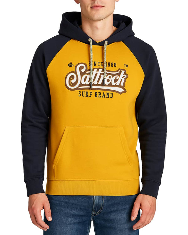 Saltrock Mens Pitcher Raglan Pop Hoodie Yellow/Blue Northern Ireland