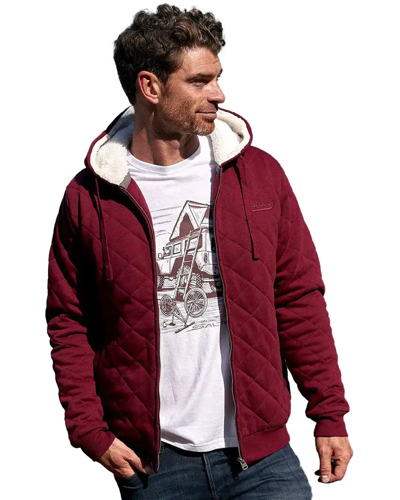 Saltrock Mens Tarka Quilted Borg Lined Hoody Red Northern Ireland
