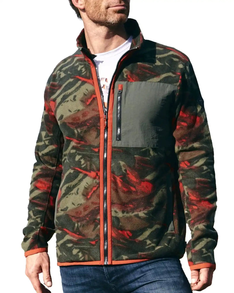 Saltrock Mens Terran Zip Through Fleece Dark Green Camo Northern