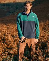 Saltrock Mens Theo Block Fleece 1/4 Zip Neck Green/Blue Northern