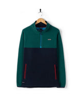 Saltrock Mens Theo Block Fleece 1/4 Zip Neck Green/Blue Northern