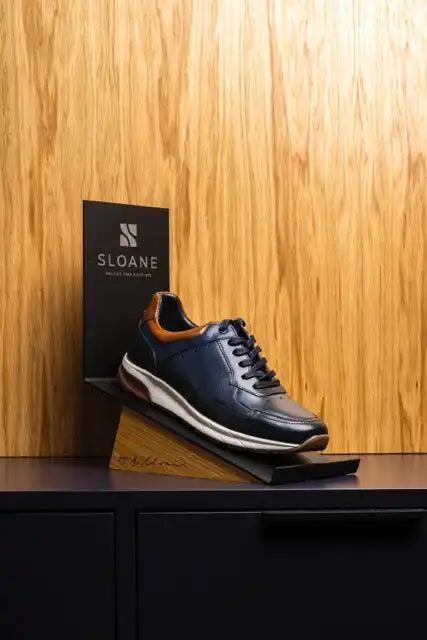 Sloane Mens Max Leather Trainers Navy Northern Ireland Belfast