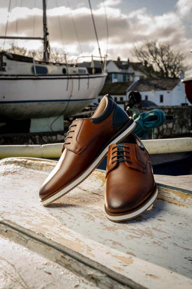 Sloane Shoes Brandon Casual Trainers Cognac/Navy Northern Ireland