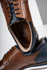 Sloane Shoes Brandon Casual Trainers Cognac/Navy Northern Ireland