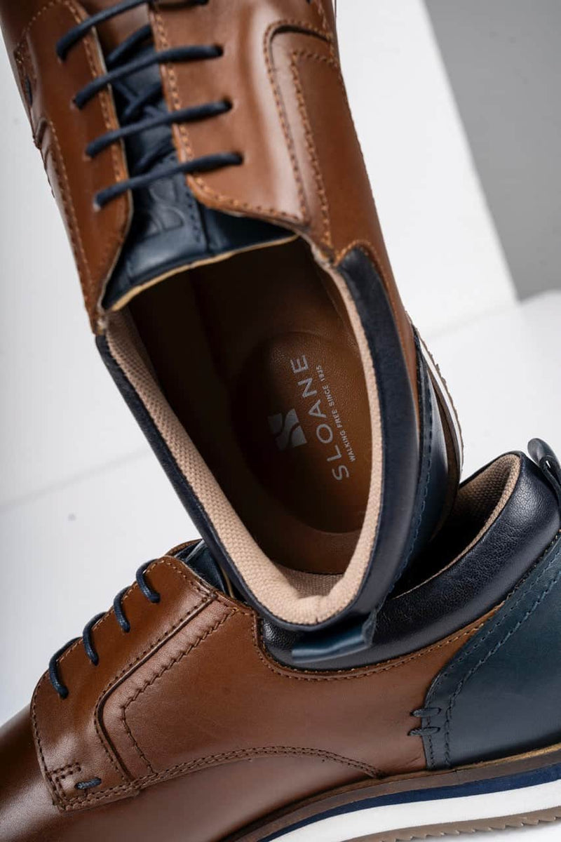 Sloane Shoes Brandon Casual Trainers Cognac/Navy Northern Ireland