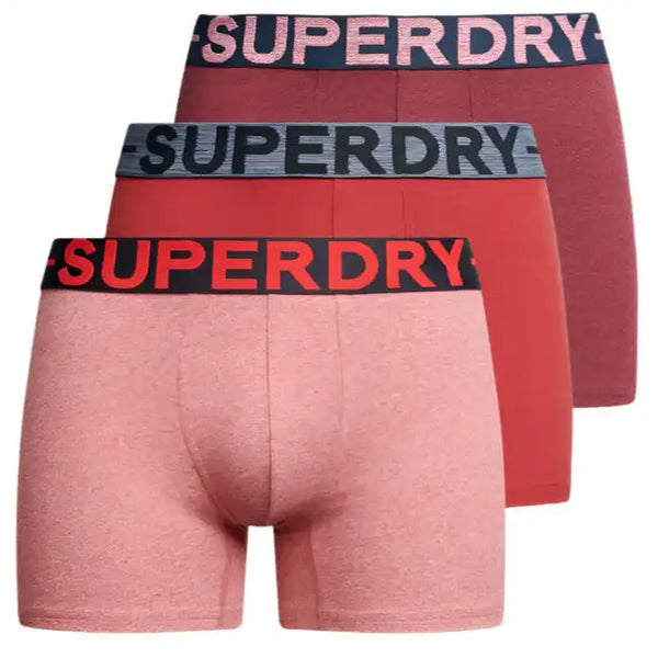 Superdry 3 Pack Boxers Underwear Berry Red Marl/Hike Red Marl/Mid Red