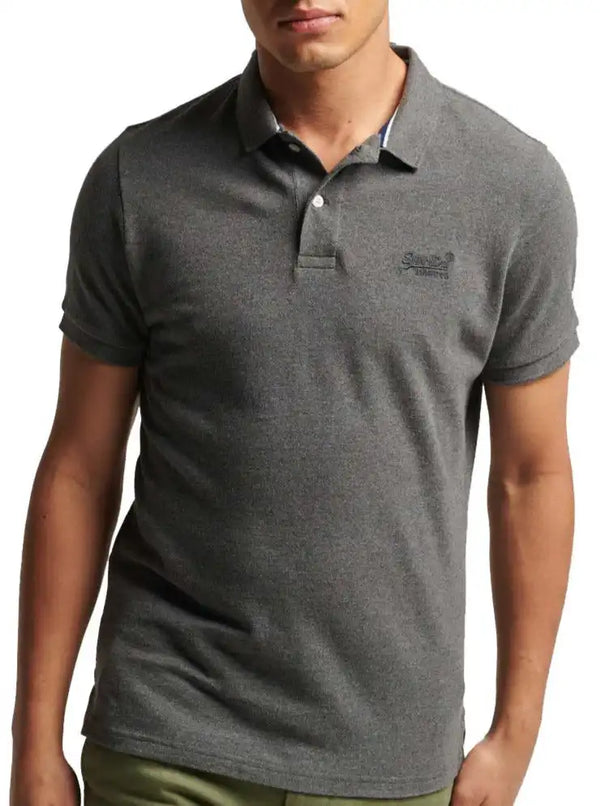 Superdry Classic Pique Polo Rich Charcoal - Shirts & Tops