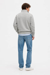 Superdry Essential Serif Logo Half Zip Sweatshirt Dark Vintage Grey