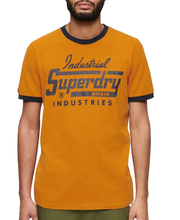 Superdry Men’s Ringer Workwear T - Shirt Heritage Ochre