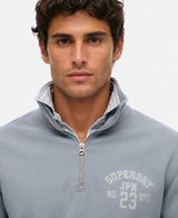 Superdry Mens Athletic Essential Half Zip Sweatshirt Flint Stone Blue