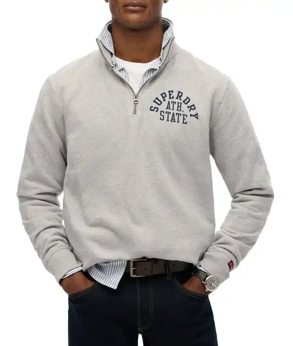 Superdry Mens Athletic Essential Half Zip Sweatshirt Grey Marl