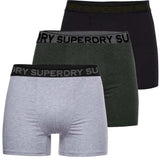 Superdry Mens Boxers 3 Pack Underwear Asphalt Grit/Winter Khaki/Black