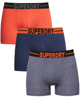 Superdry Mens Boxers 3 Pack Underwear Dark Indigo/Orange Multi