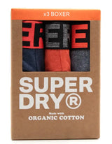 Superdry Mens Boxers 3 Pack Underwear Dark Indigo/Orange Multi