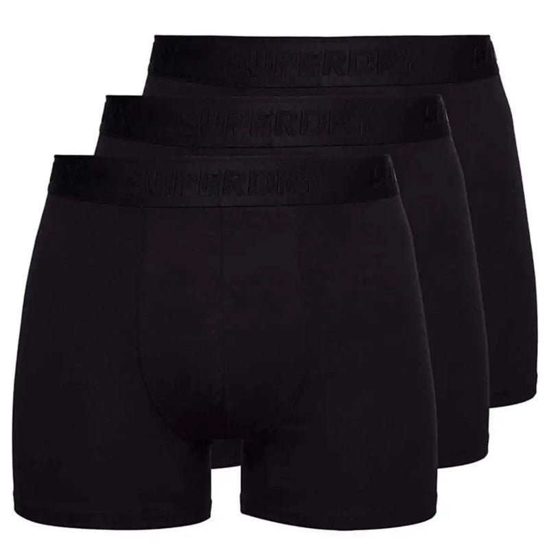 Superdry Men’s Boxers Organic Cotton Classic 3 Pack Underwear Black