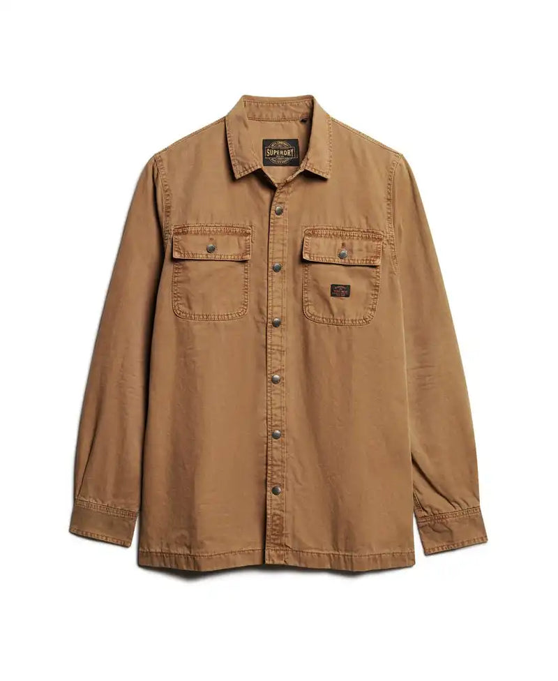 Superdry Mens Canvas Workwear Overshirt Tan Brown Northern Ireland