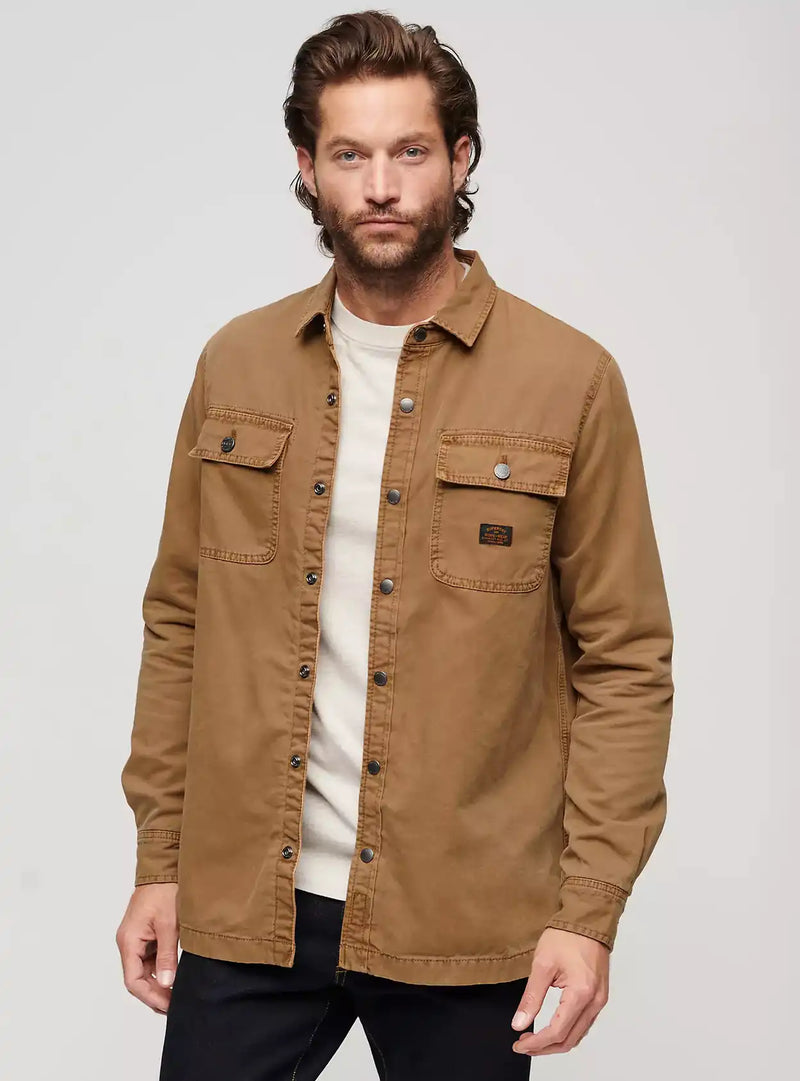 Superdry Mens Canvas Workwear Overshirt Tan Brown Northern Ireland