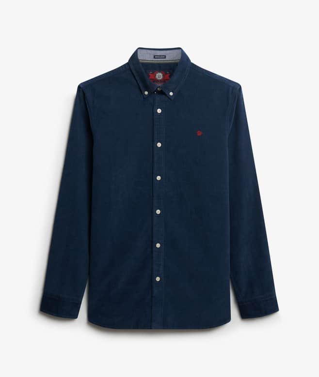 Superdry Mens Classic Needle Cord Shirt Insignia Blue Northern