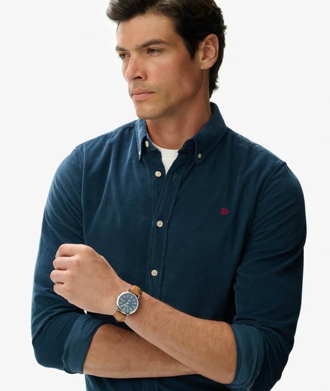 Superdry Mens Classic Needle Cord Shirt Insignia Blue Northern