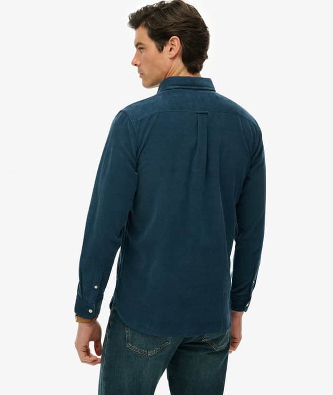 Superdry Mens Classic Needle Cord Shirt Insignia Blue Northern