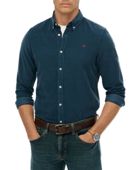 Superdry Mens Classic Needle Cord Shirt Insignia Blue Northern