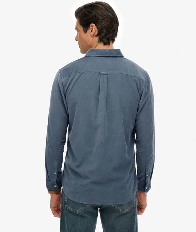 Superdry Mens Classic Needle Cord Shirt Stormy Weather Blue Northern