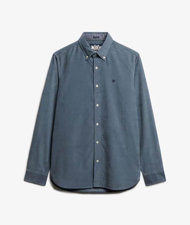 Superdry Mens Classic Needle Cord Shirt Stormy Weather Blue Northern