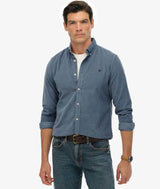 Superdry Mens Classic Needle Cord Shirt Stormy Weather Blue Northern